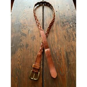 EDDIE BAUER Distressed Braided Brown Leather Belt Womens sz M